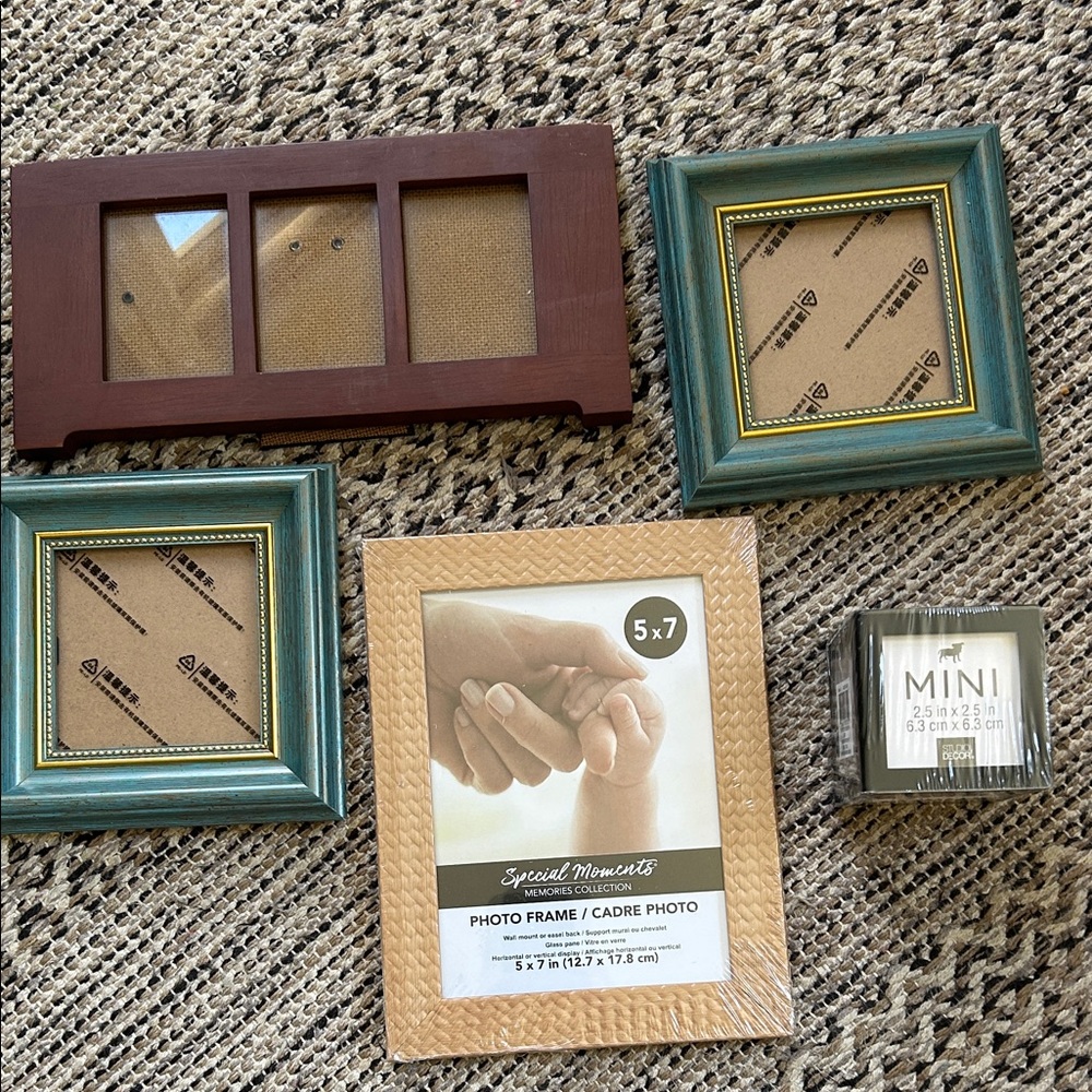 Multi-Pack Decorative Photo Frame Set - Teal, Brown, Cream